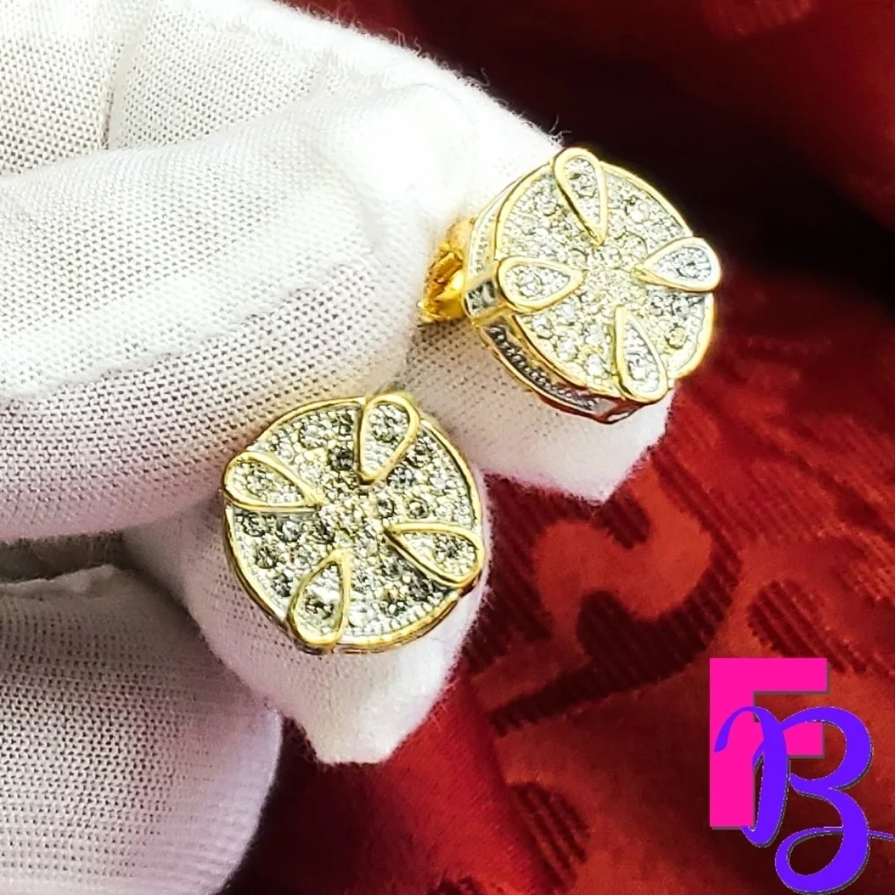 LARGE Mens 14K Micropave Earrings